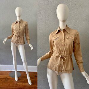Vintage 70s Khaki Whip O Will Button Aviator Utility Cotton Jacket XS/S